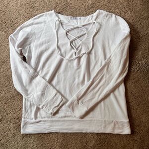 Stateside White Long Sleeve Cut Out Sweatshirt